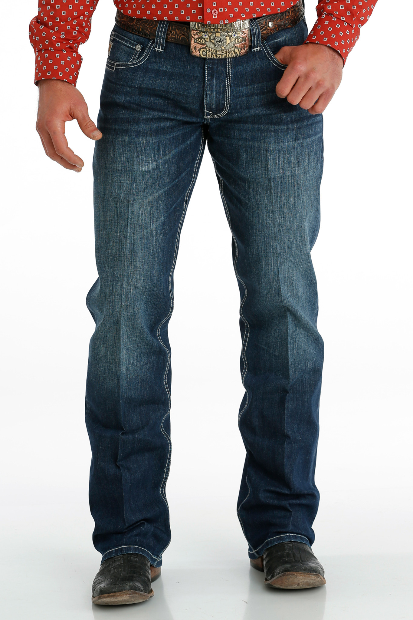Men's Cinch Jeans, Carter Dark Stone, Double White Line