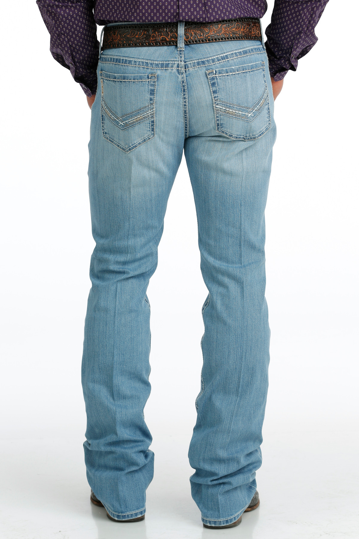 Men's Cinch Jeans, Ian, Light Stonewash, V Stitch Pocket - Chick