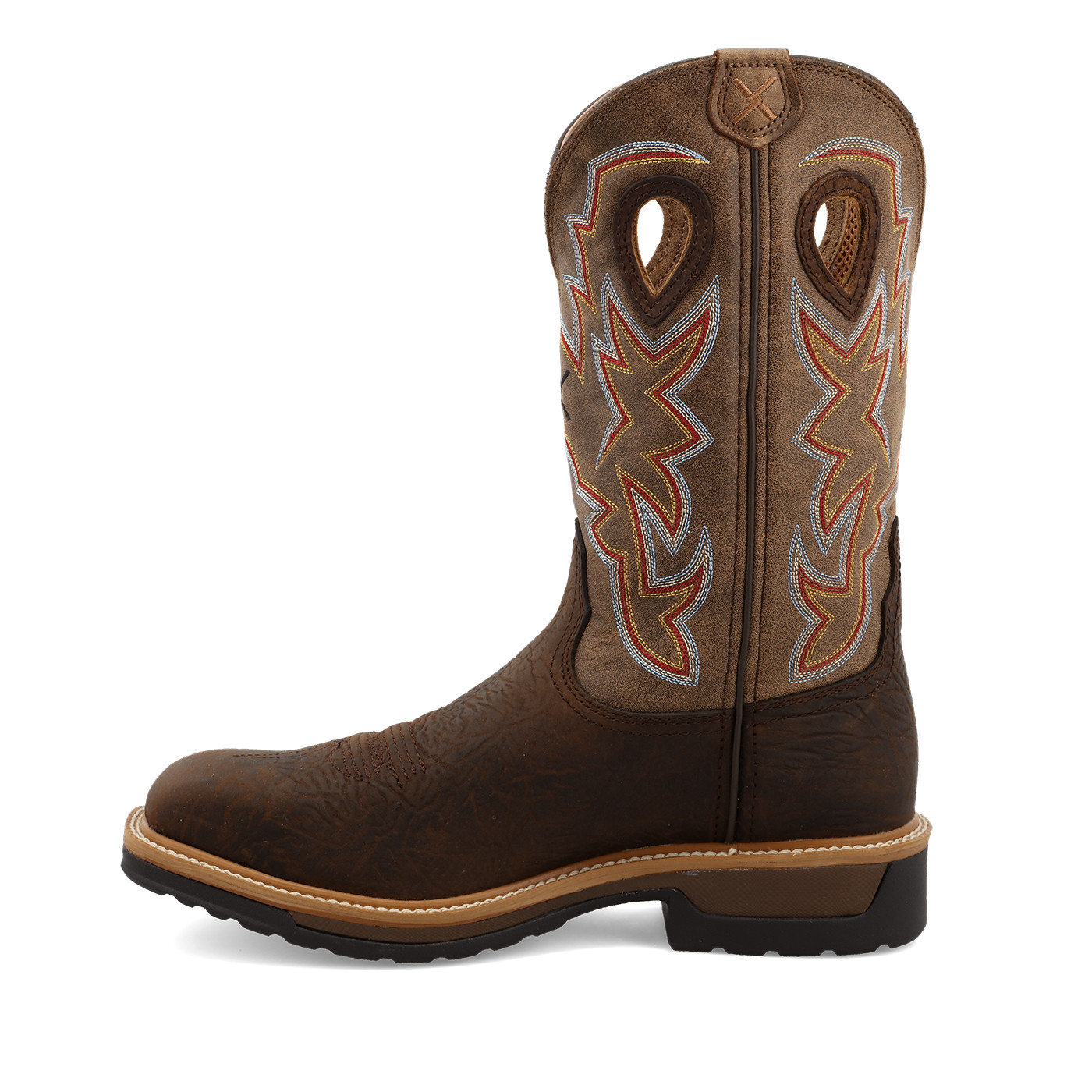 Men's Twisted X Work Boot, Brown Vamp, Taupe Shaft, Square