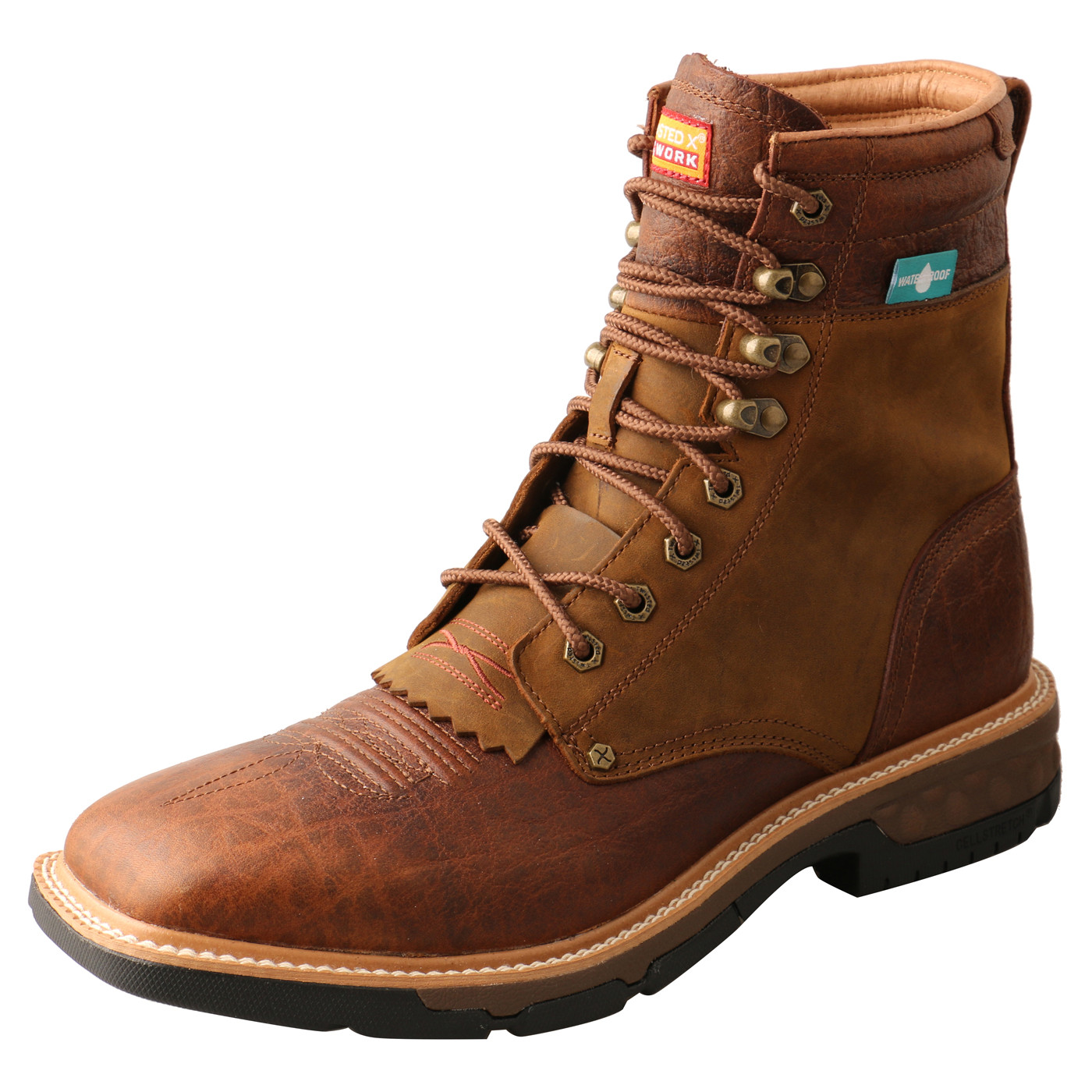 Men's Twisted X Boot, Lace Up, 8” Distressed Saddle - Chick Elms