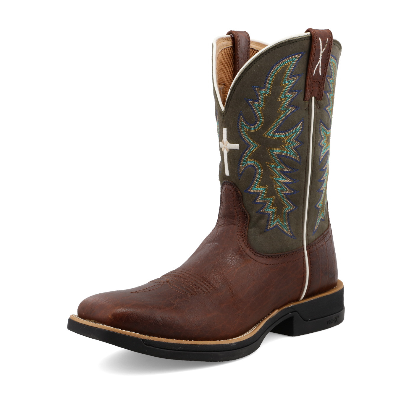 U*N様 定価6万　GUNTAS Genuine Leather Crossbo Men's Twisted X Boot, Brown Vamp, Green Shaft with White Cross and