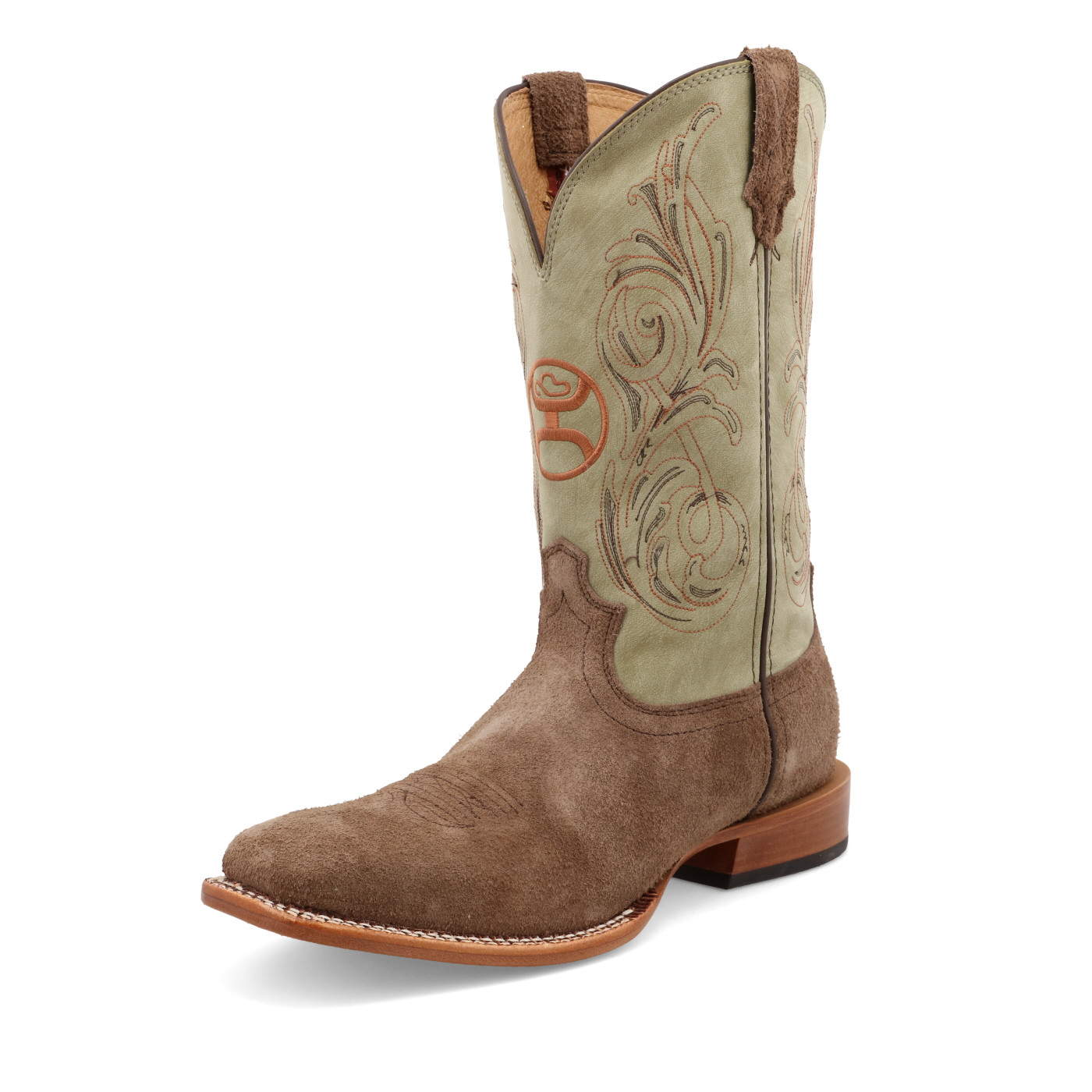 Men's Twisted X Boot, Chocolate Rough Out Vamp, Key Lime Shaft