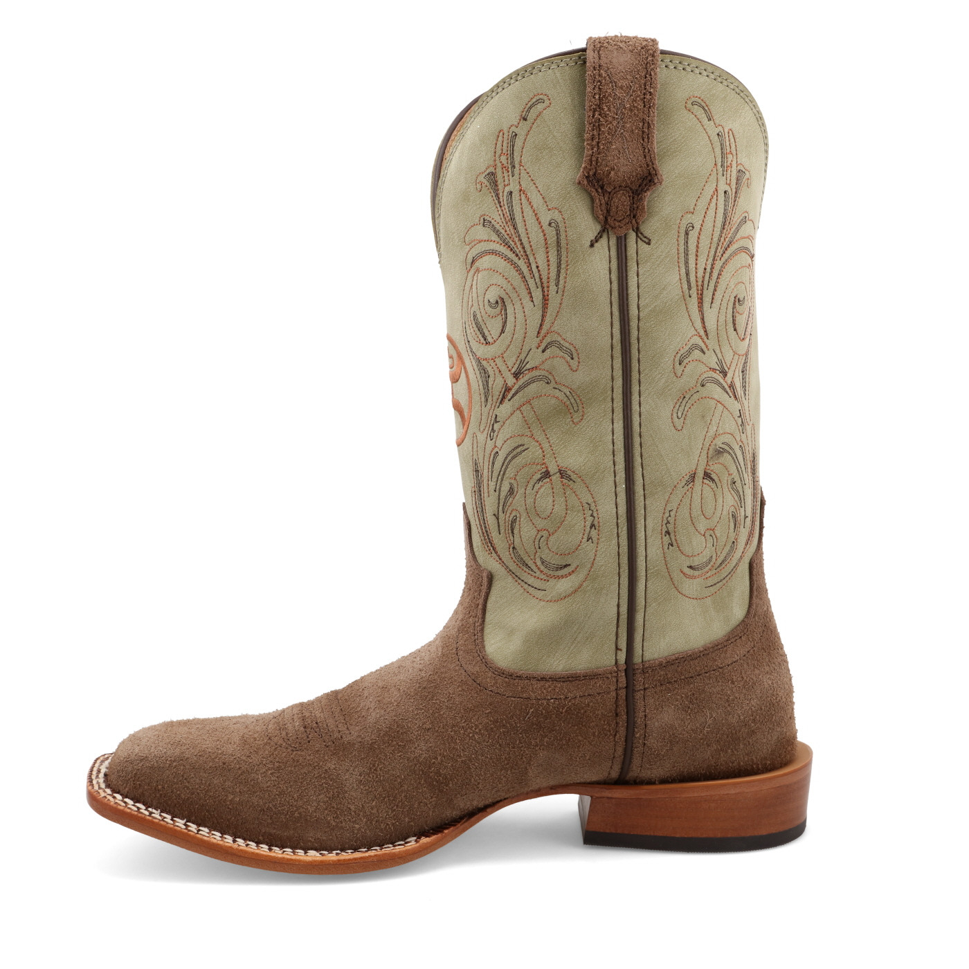 Romo  Men's Twisted X Boot, Chocolate Rough Out Vamp, Key Lime Shaft
