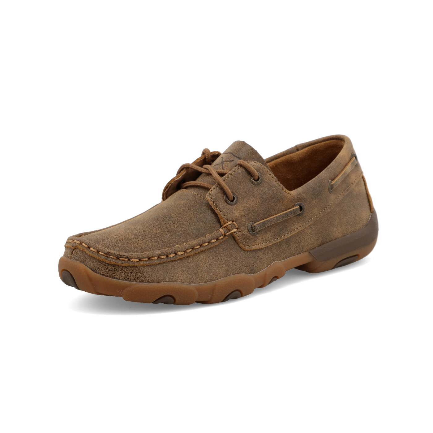 Women's Twisted X Driving Moc Boat Shoe, Bomber Brown - Chick Elms