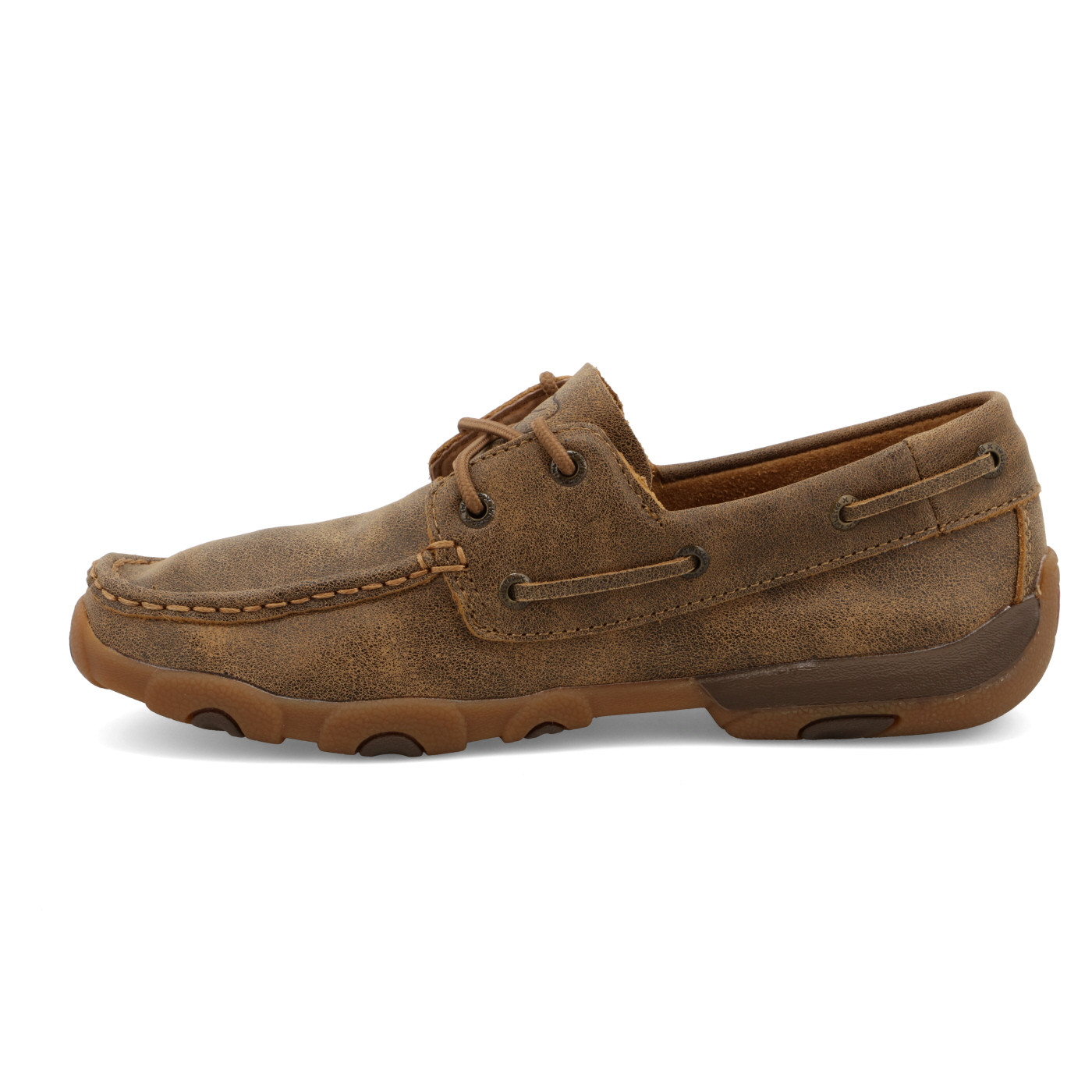 Women's Twisted X Driving Moc Boat Shoe, Bomber Brown - Chick Elms