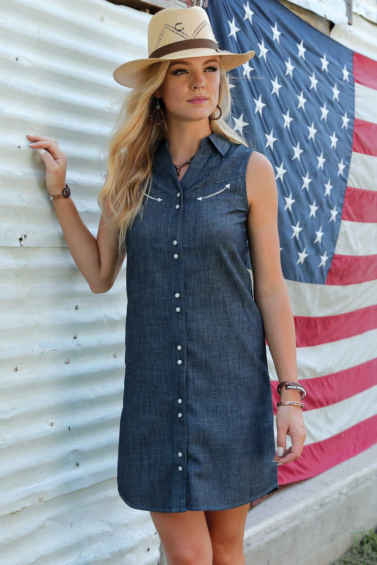 white christmas dresses Wrangler Western Women's Sleeveless White Denim Snap Dress