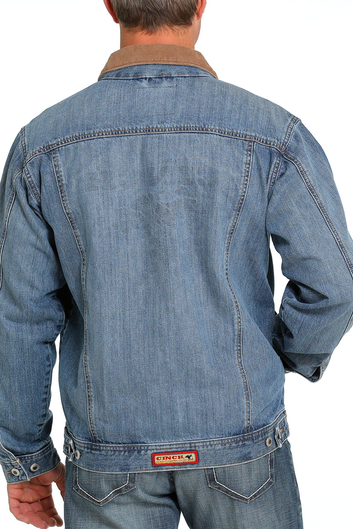 Men's Cinch Jacket, Denim with Brown Corduroy Collar - Chick