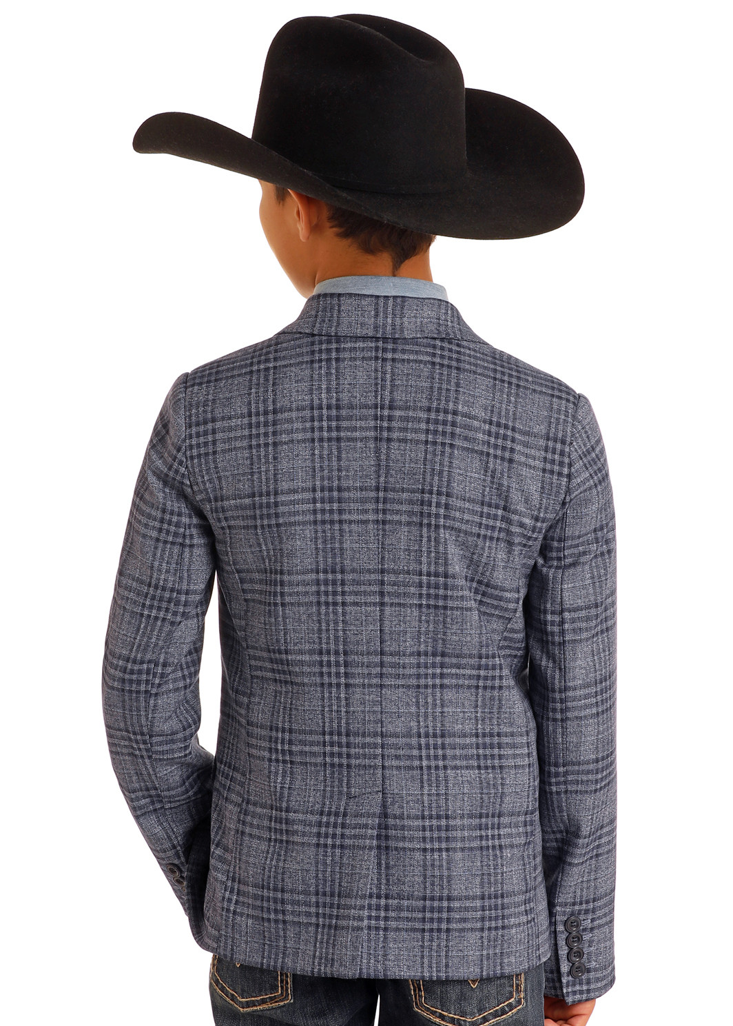 Boys Rock & Roll Sports Coat, Blue Plaid - Chick Elms Grand Entry