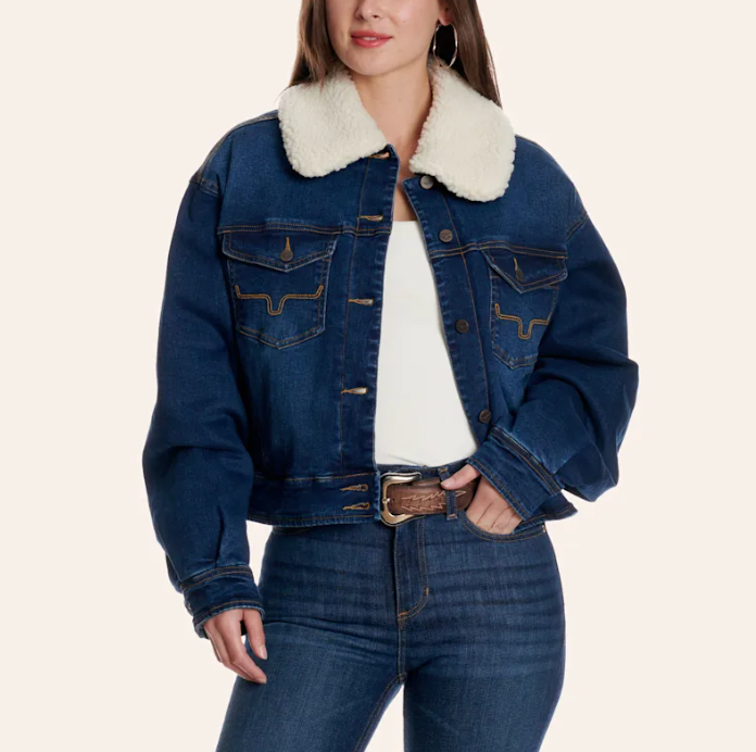 Women's Kimes Jacket, Leela, Denim with Sherpa Lining - Chick Elms