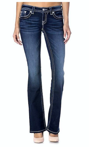 Women's Miss Me Jeans, Bronze Stitch/ Flap Pocket, Signature/ Bootcut