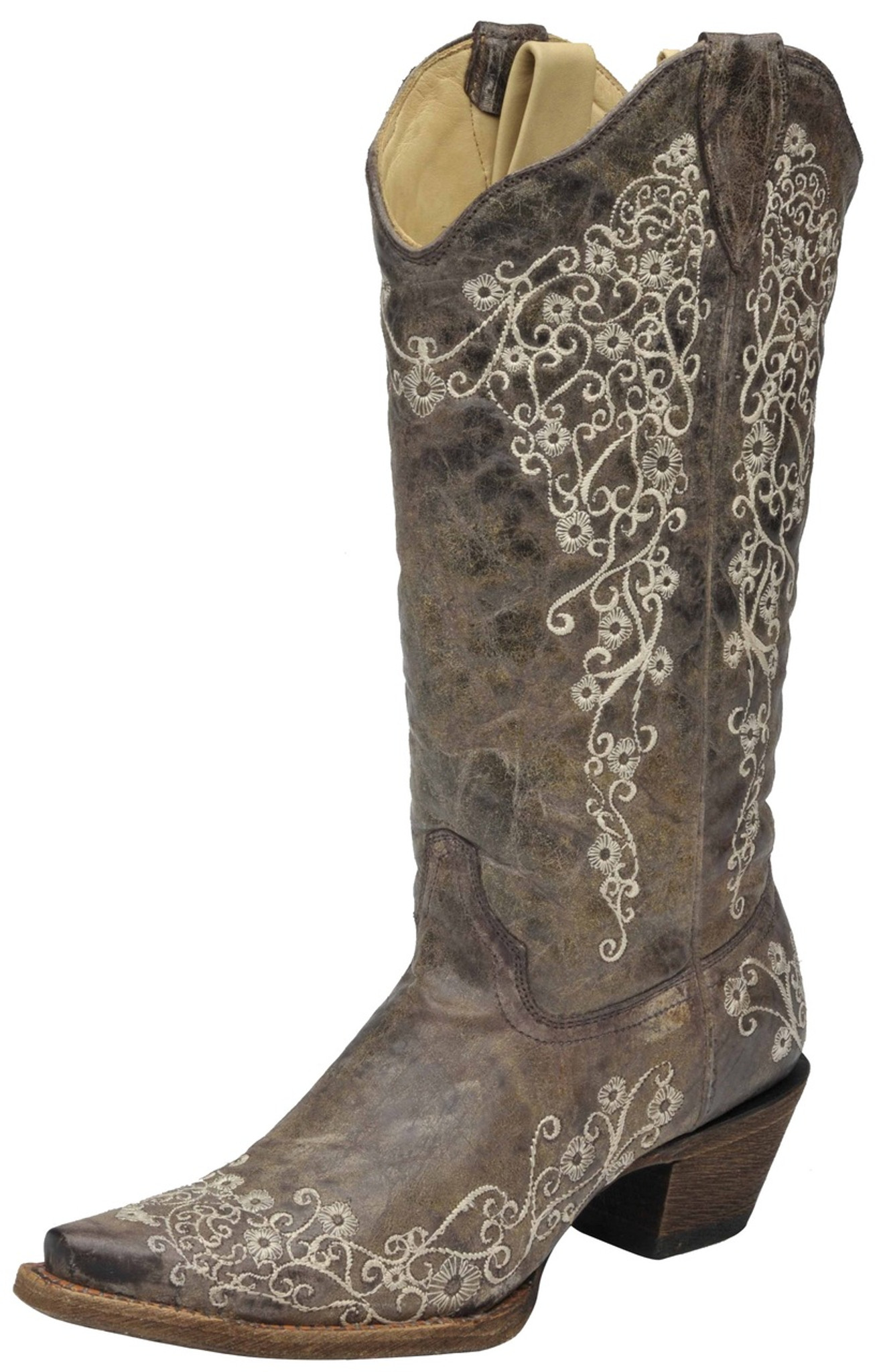 Women's Corral Boot, Brown with White 