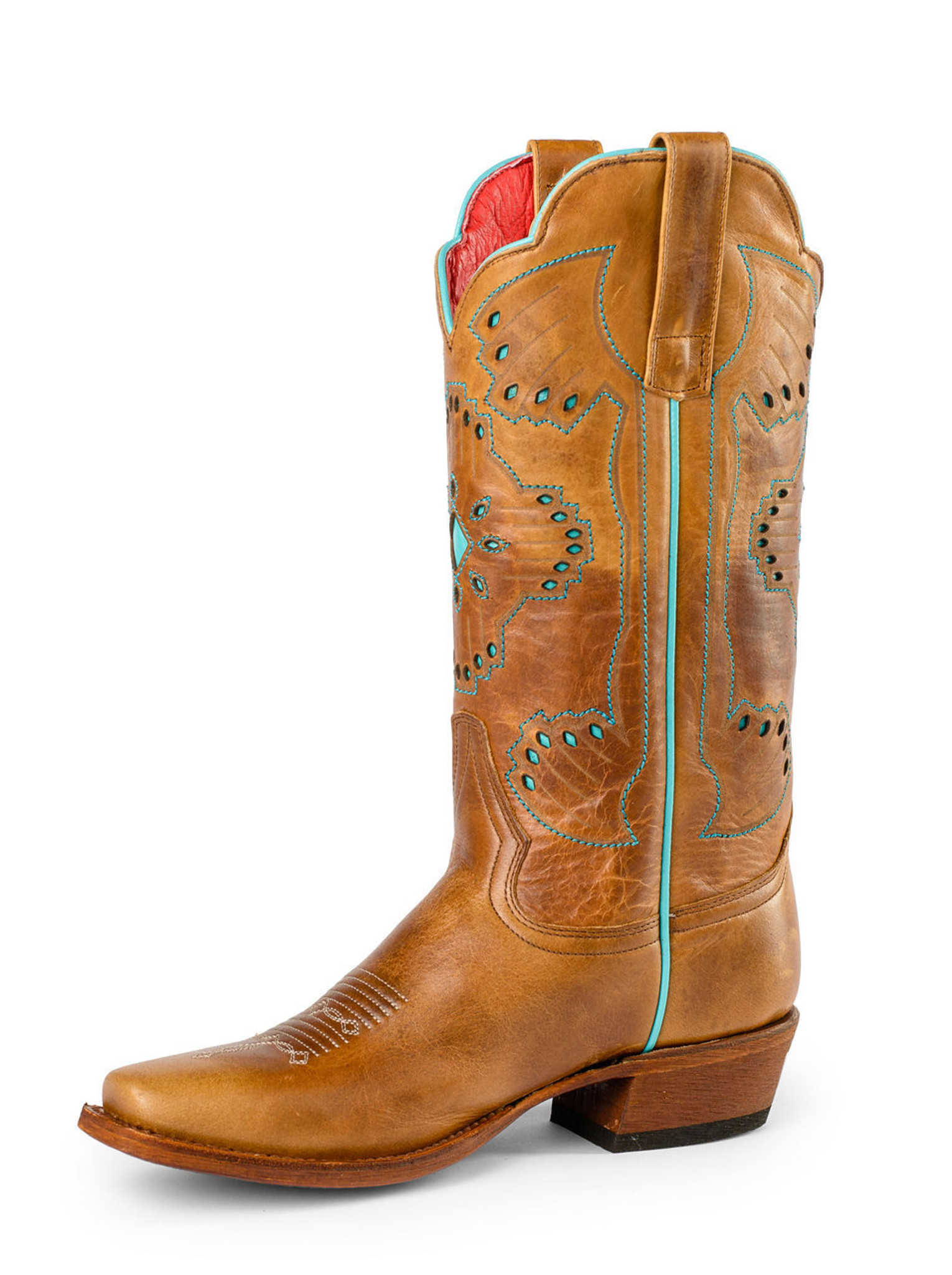 Women's Macie Bean Boot, Tan W/ Turqouise Aztec Print Chick Elms