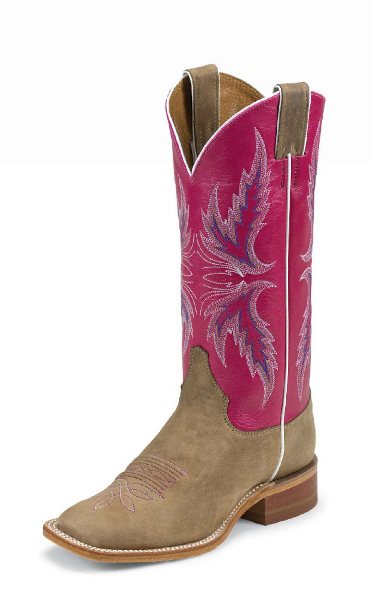 Women's Justin Boot, Brown/ Pink w 