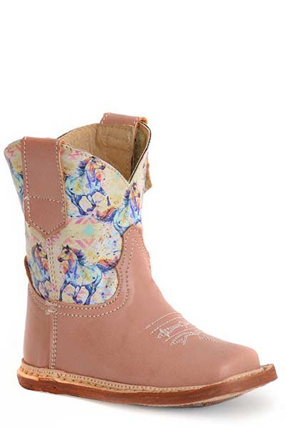 Infant Roper Boots, Light Pink with Horse Shaft Chick Elms Grand