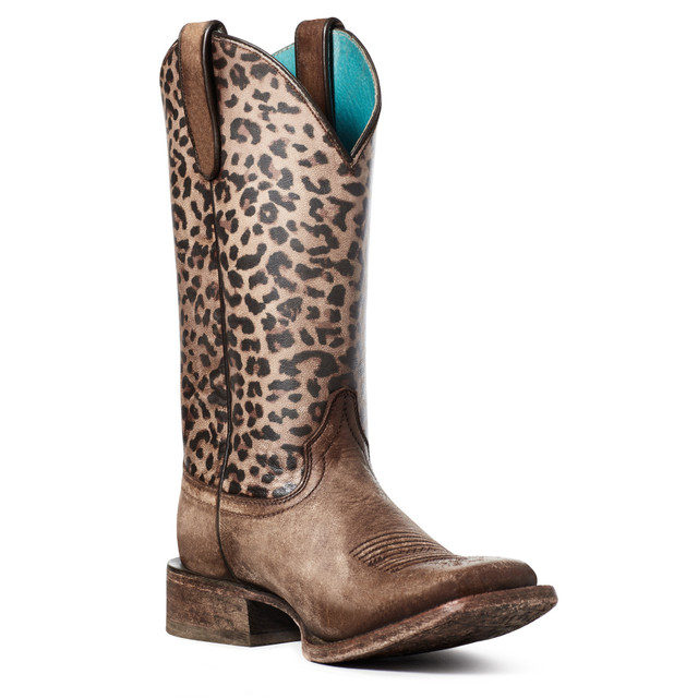 Women's Ariat Boots, Savanna, Distressed Brown, Leopard Tops - Chick ...