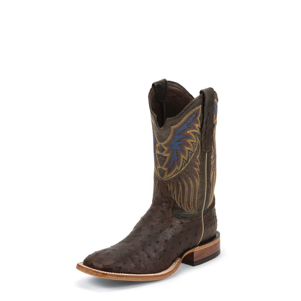 Tony Lama Yellow Shaft Brown Ostrich Western Boots Men main image 4