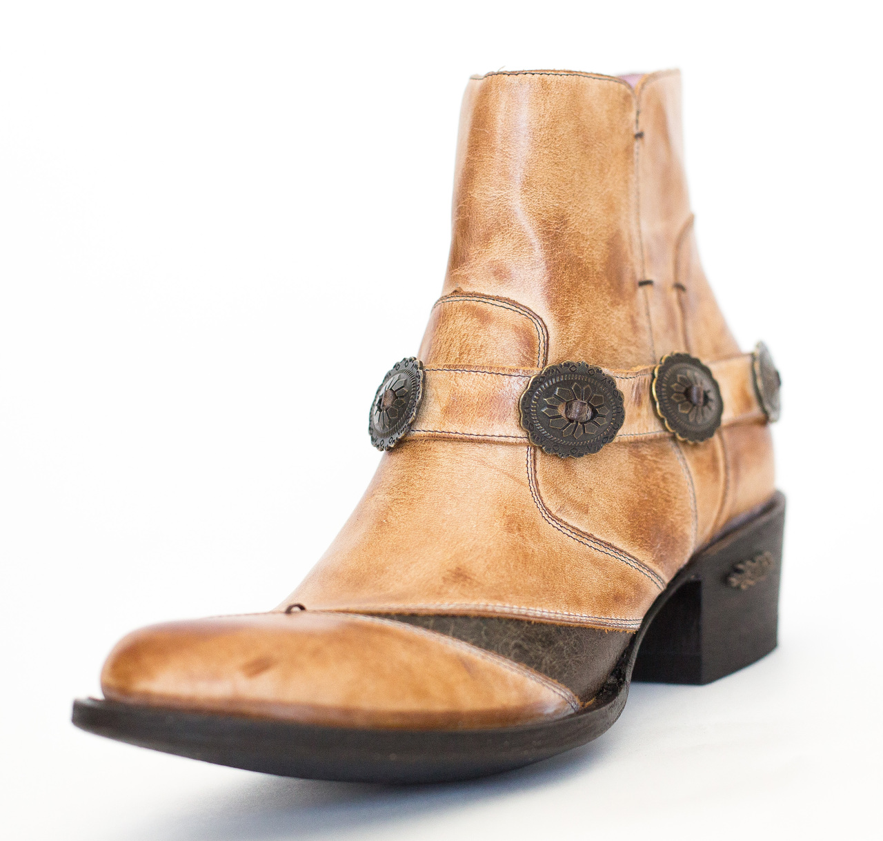 Women's Miss Macie Boots, Sunset Dancer, Tan Bootie, Conchos