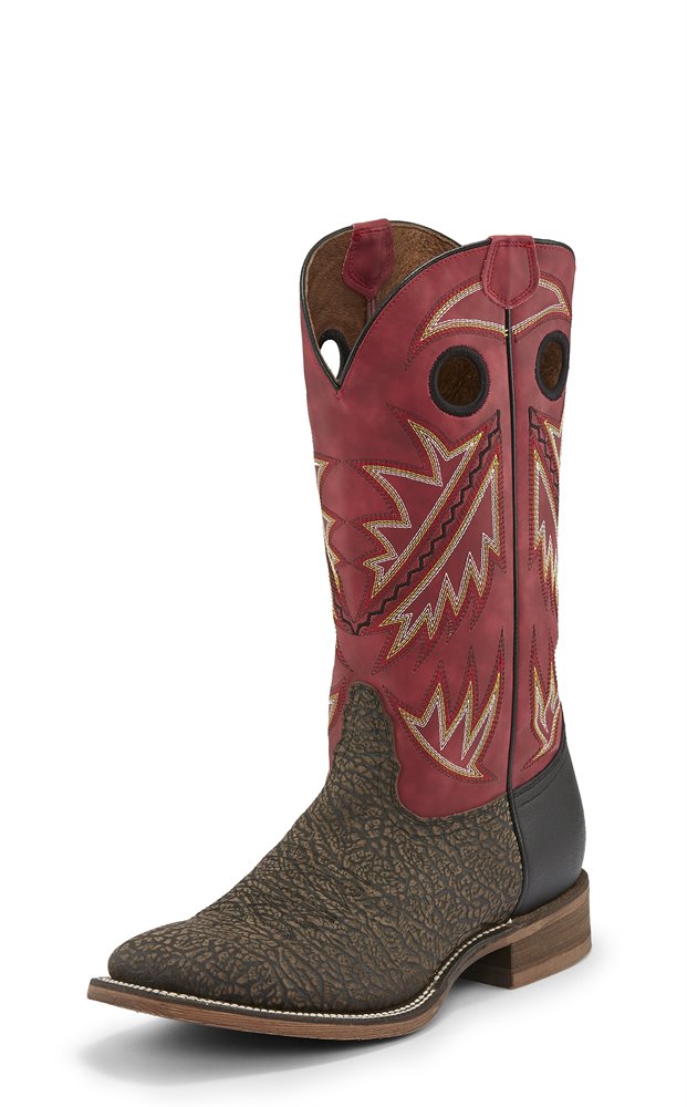 Men's Nocona Boot, Roughout Two Tone Vamp, Red Shaft - Chick Elms