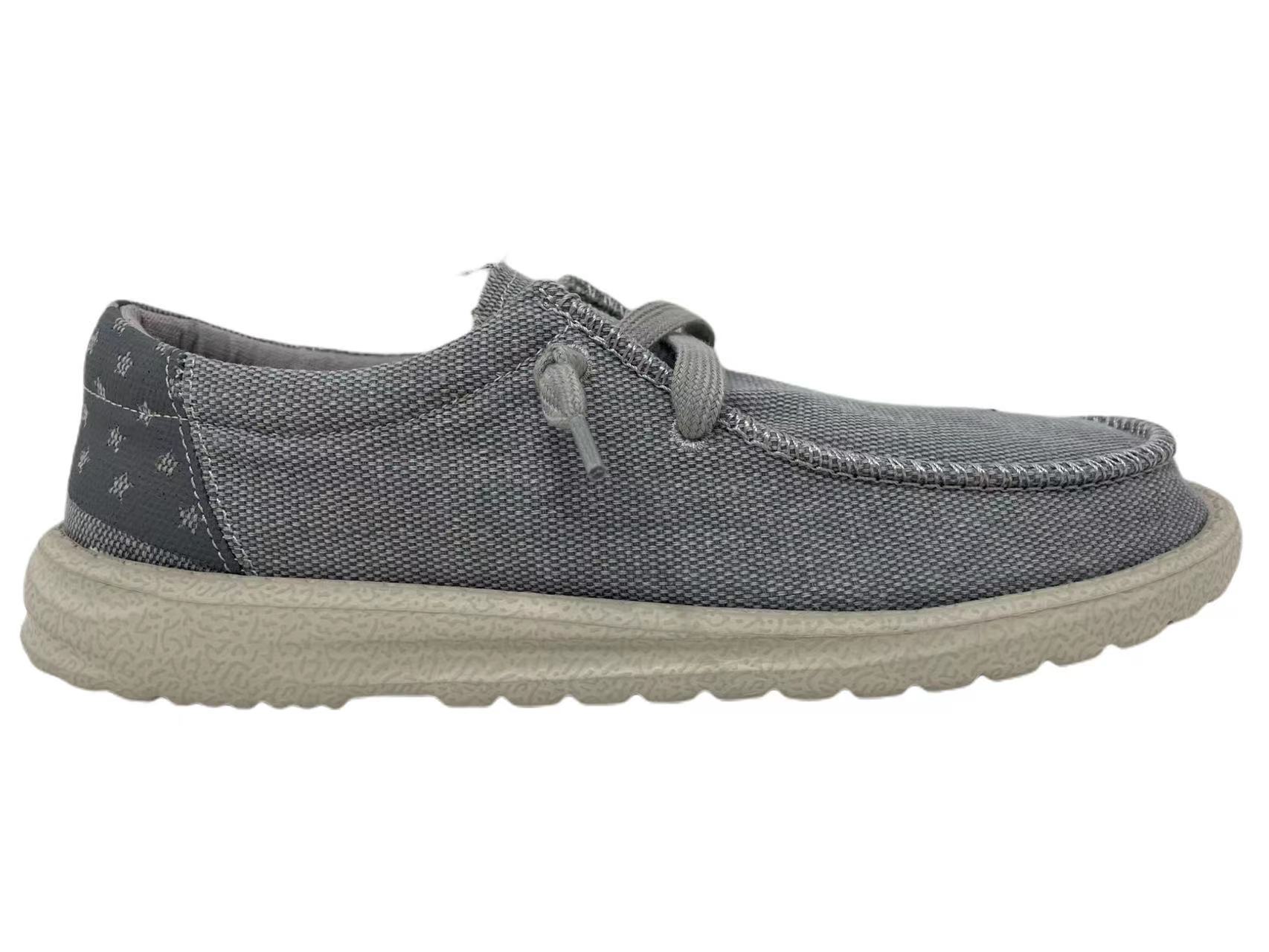 Men's Mr. J Shoes, Gray Sip On, Cade 3, Flag Heel - Chick Elms
