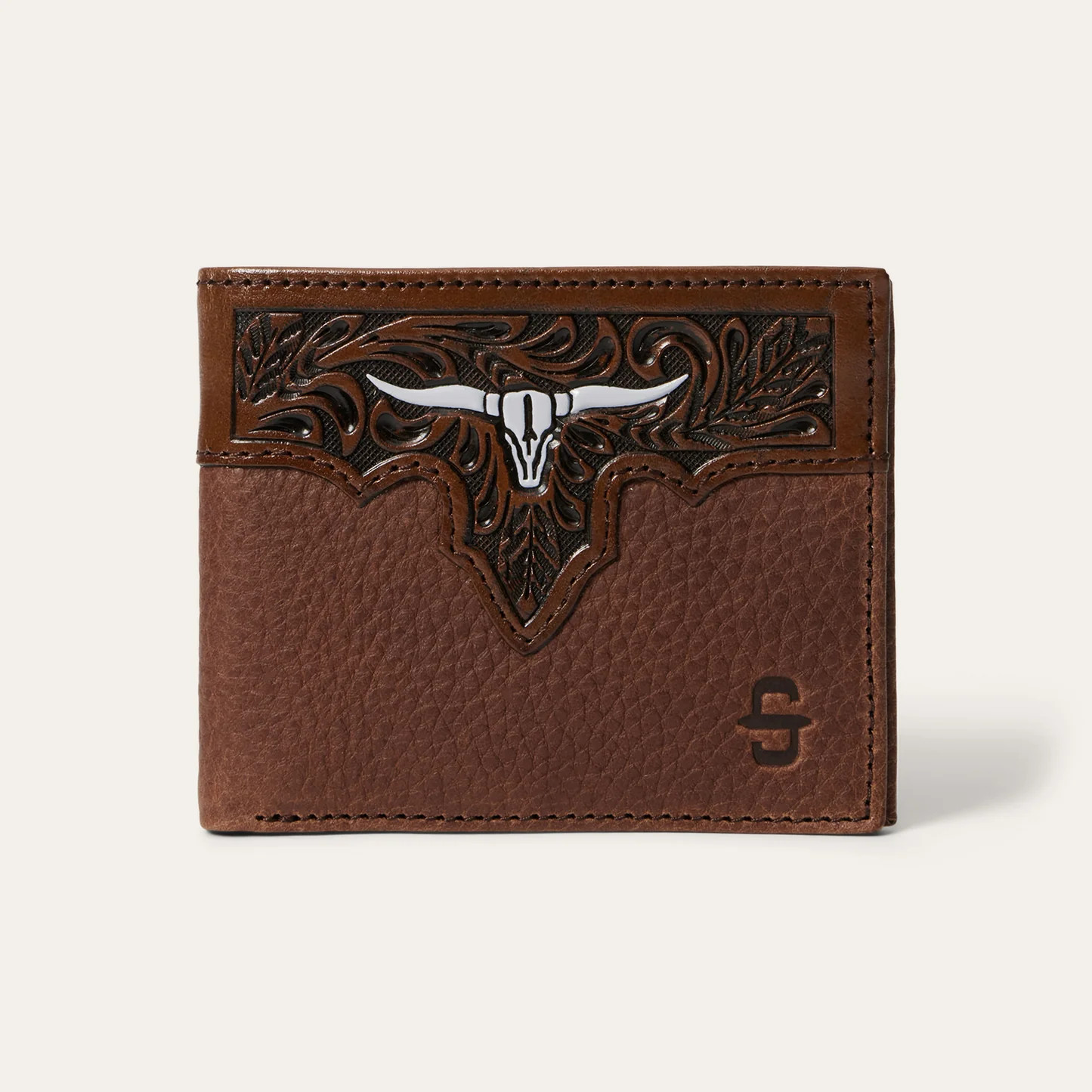 Men's Stetson Wallet, BiFold, Brown Tooling with Longhorn - Chick