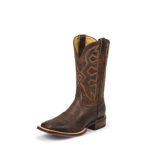 Men's Nocona Boot, Dark Brown Square Toe, Cognac Zulu Chick Elms Grand Entry Western Store and