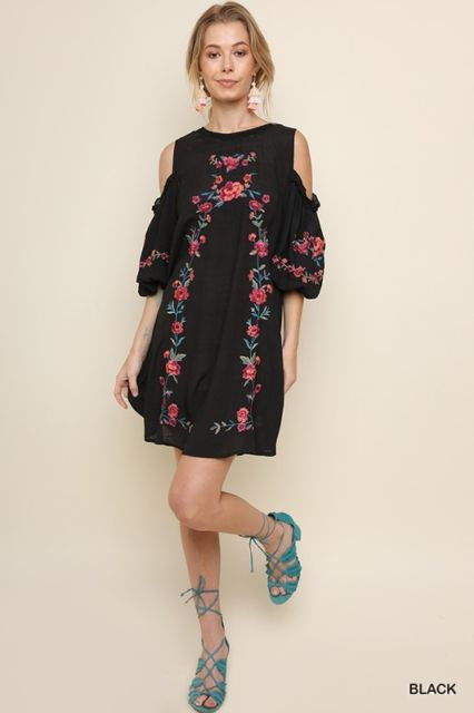 umgee black embroidered dress