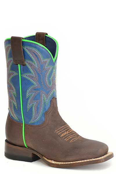 Youth Roper Boots, Bright Boy, Dark Brown Vamp with Blue and  display picture 2