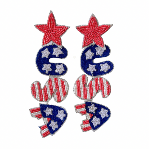 Treasure Jewels Earrings, Party in USA, Beaded, Red, White & Blue