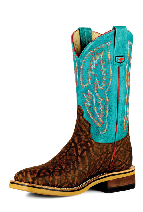 Men's HorsePower Work Boot, Cognac Elephant Print with Turquoise Shaft ...