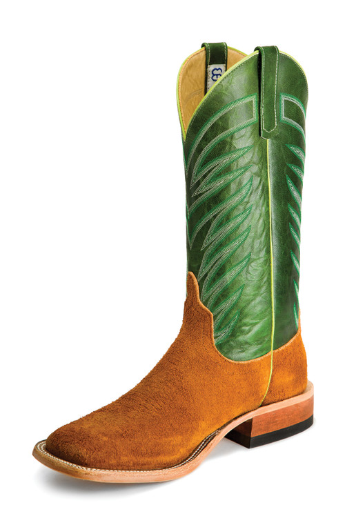 HP Anderson Bean Brown Leather Cowboy Boots with Neon Green Inlay. Men’s 9 Kids Square toe Anderson Bean Boot Chocolate Bass HPK1824  main image 4