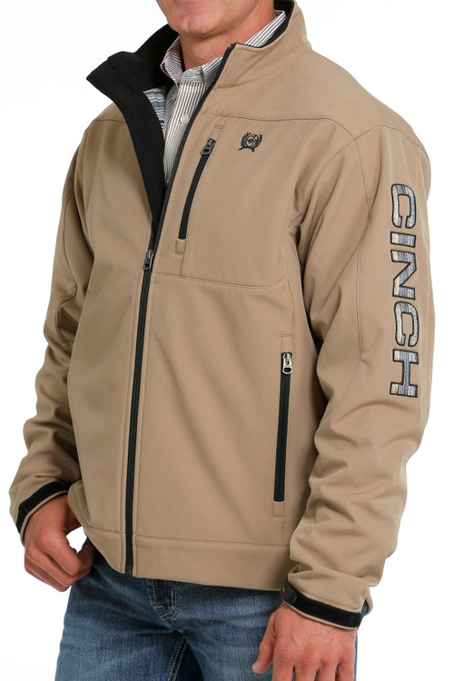 Mens Cinch Jacket Bonded Sand Tan With Aztec Arm Logo Chick Elms Grand Entry Western Store