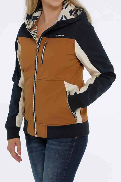 Cinch Women's Bonded Hooded Jacket-Maroon/Cream/Gray