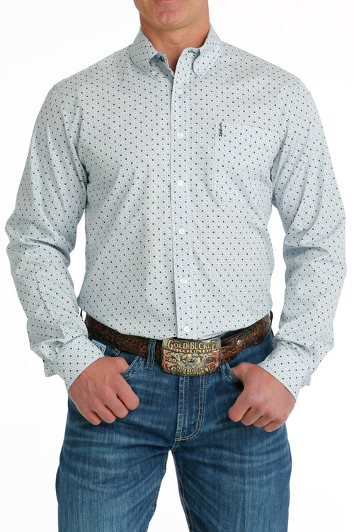 Men's Cinch L/S, Modern Fit, Blue and White Print - Chick Elms Grand ...