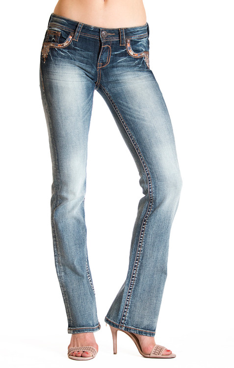 Women’s Grace in LA Jeans, Copper Stud Stitch