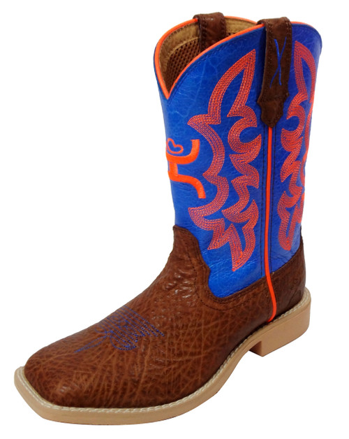 Kids Twisted X Boot, Hooey Brown with Blue and Orange  display picture 3