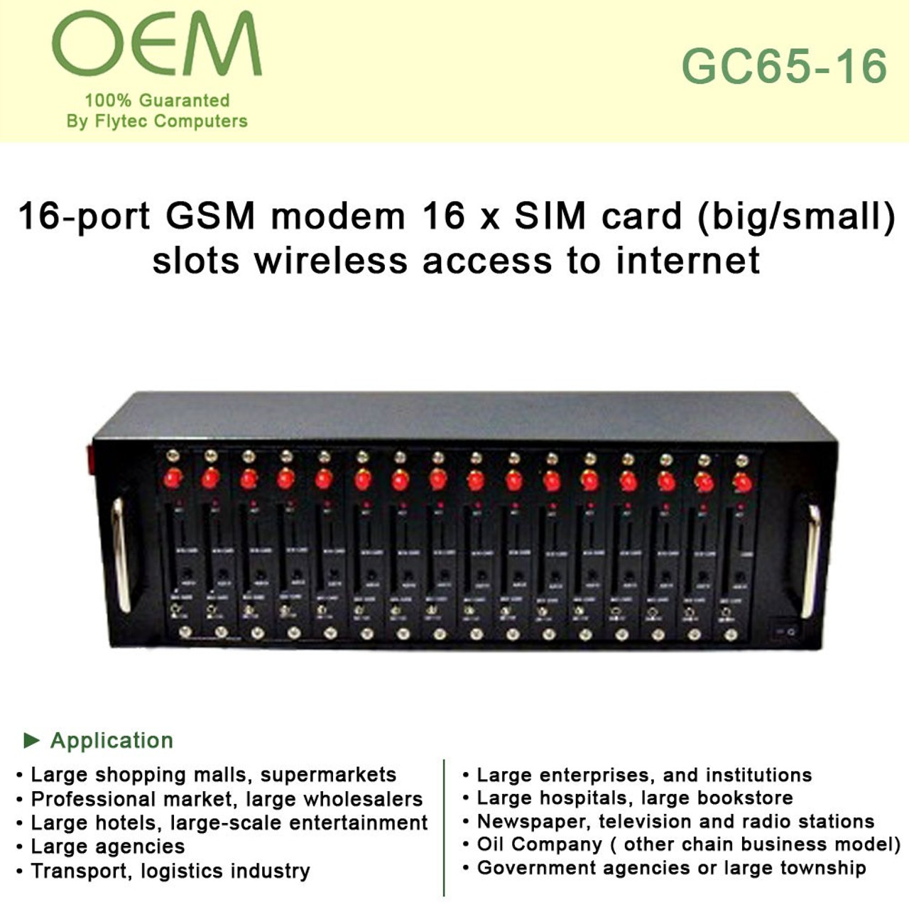 publikum offset kranium GSM Gateway GC65-16 16-port GSM modem 16 x SIM card (big/small) slots  wireless