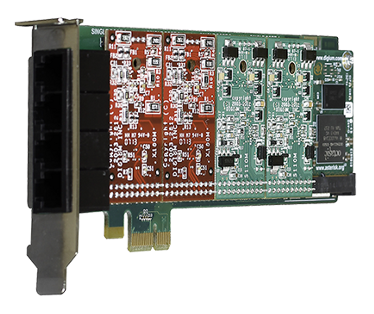 Digium 1A4B04F Port Modular Analog PCI-Express X1 Card w/ Station And  Trunk