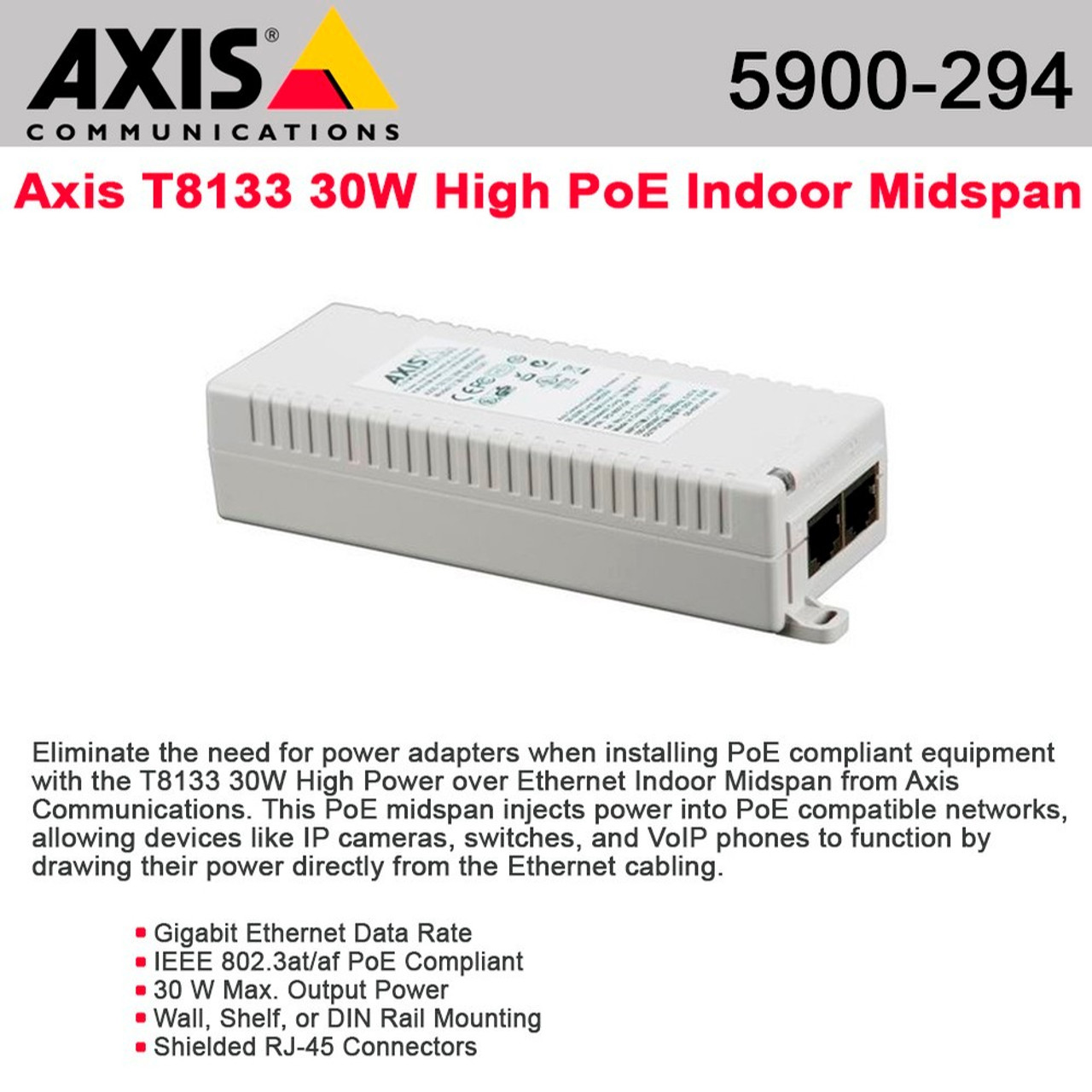 AXIS T8133 - power injector - 30 Watt Midspan