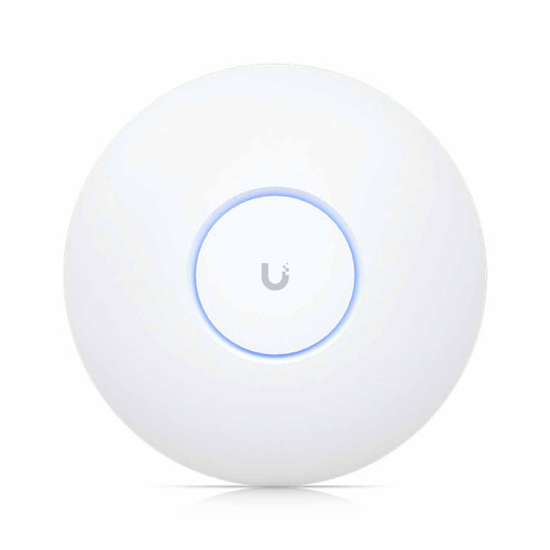 Front view of Ubiquiti U6-PRO-US with a white polycarbonate enclosure and LED indicator