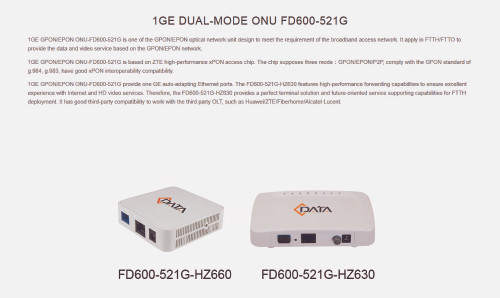 C-Data Technology FD600-521G-HZ670 - GPON/GEPON ONU SFU 1*GE Ethernet Interface Chipset ZTE mini