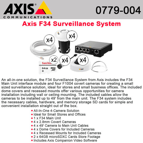 Axis F34 Surveillance System, Discreet Four Camera All in One Solution - 0779-004