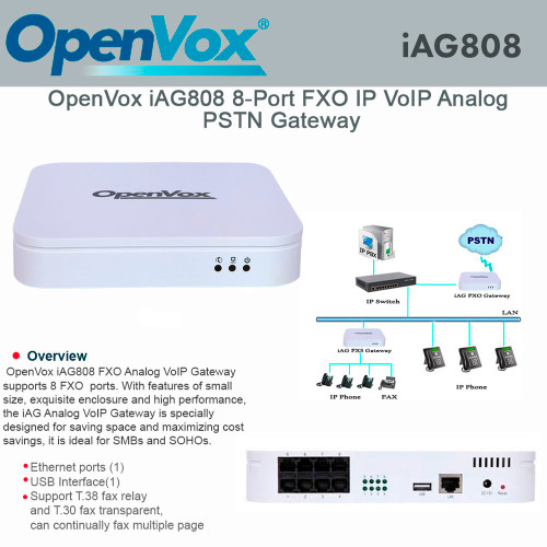 OpenVox iAG808 FXO PSTN Analog IP VoIP Gateway 8 Port