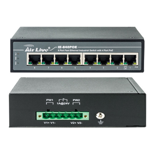 Airlive IE-840POE 8 Port Fast Ethernet Industrial Switch with 4 Port PoE