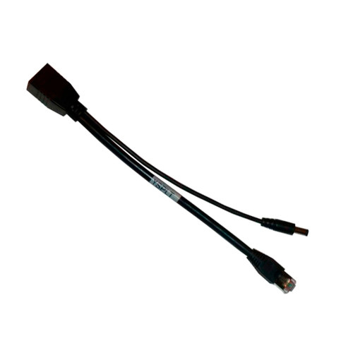 Tycon Passive Y Splitter. Receives DC Power on RJ45 socket pins 4,5(+) and 7,8(-) sends PoE power to DC Plug and RJ45 Plug Shielded