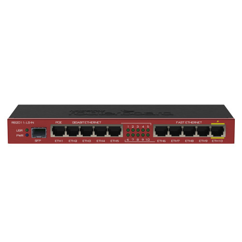 Mikrotik RB2011iLS-IN 11 Ports Desktop Multifunctional Router with SFP cage and PoE out on port 10