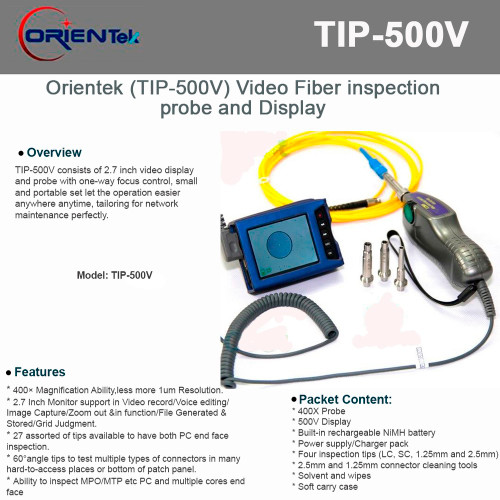 Orientek - TIP-500V Video Fiber inspection probe and Display