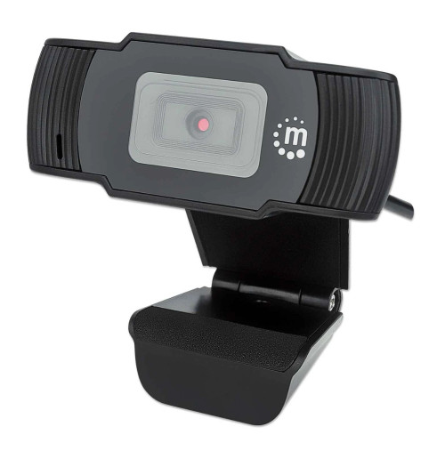 Manhattan USB Webcam Two Megapixels, 1080p Full HD, USB-A Plug, Integrated Microphone, Adjustable Clip Base, 30 fps, Black (462006)