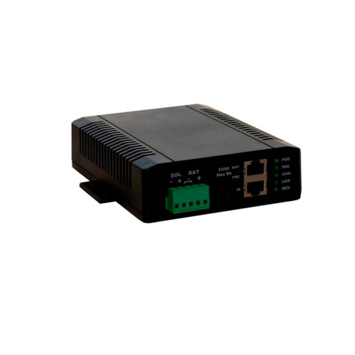 Tycon PoE/Solar 10A Dual input Battery Charging Controller 24V IN. 48V PoE out. Up to 240W panel. 2.6A PoE Input. 60W