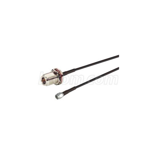 L-com CA-RSPNFBCN19 RP-SMA Plug to N-Female Bulkhead RF Pigtail Cable, 19 in, 50 Ω, 100-Series