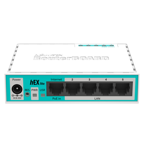MikroTik RB750r2 hEX lite 5-Port Ethernet Router with Passive PoE-in with RouterOS Level 4